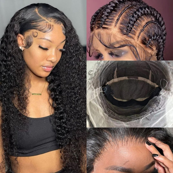 Upgraded Full Lace Wig (All Lace No Mesh) Super Pre-plucked Swiss/Transparent Lace Human Hair Wig with Invisible Strap Curly