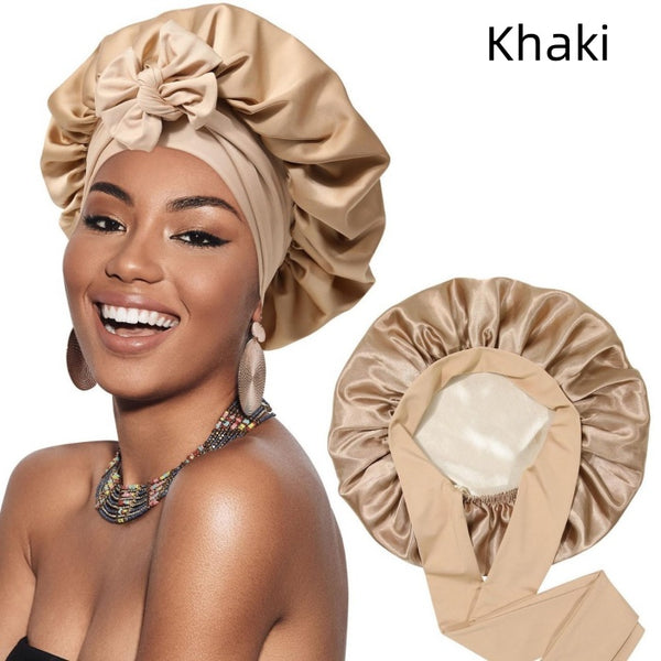 Double Satin Simulated Silk Bow Nightcap