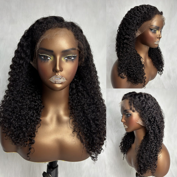 Lagos Hairline 360 Lace “Mini-Knotless” Swiss Lace Fluffy Edge With Invisible Adjustable Strap - Burmese Kinky Curly