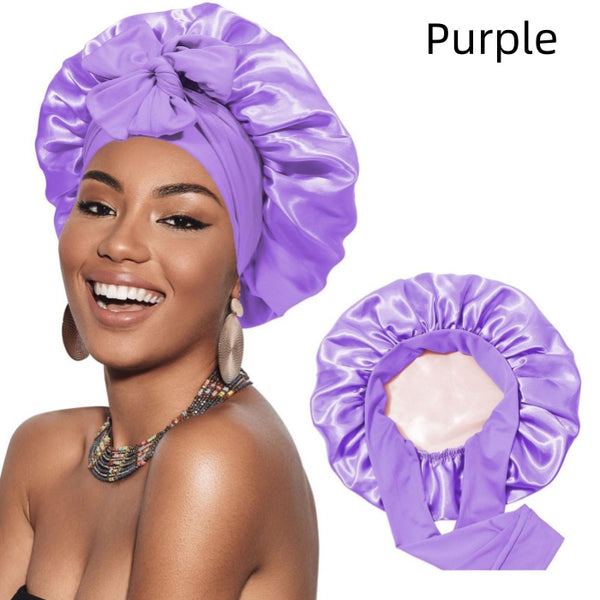 Double Satin Simulated Silk Bow Nightcap