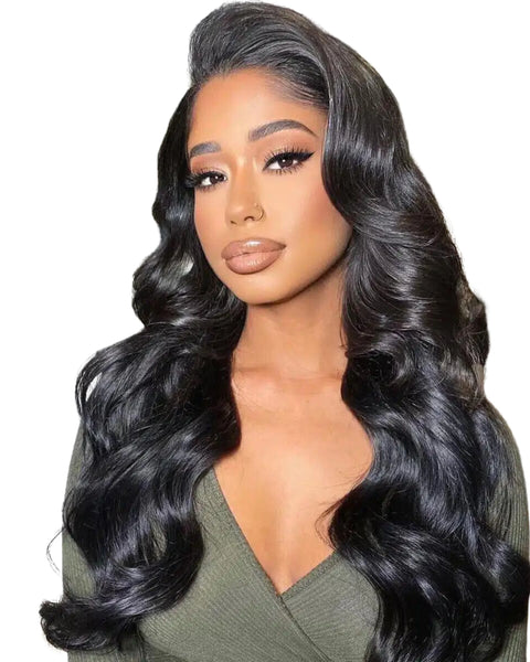 13x4 Swiss Lace Front Natural Black/#4 Brown Pre-Plucked 150%180%200% Body Wave Wig