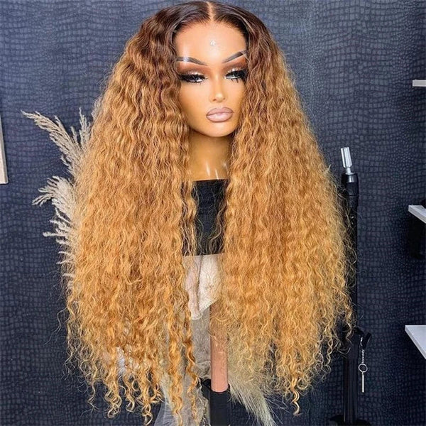 13X4/13X6 Lace Front Pre-plucked Hairline Ombre Honey Blonde 250% Density Wig - Water Wave
