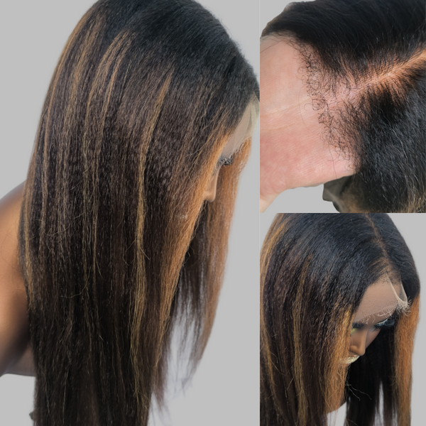 "Mini Knotless" 13x6 HD Lace New-born Edge Yaki Straight Wig