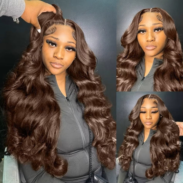 13X4/13X6 Lace Front Pre-plucked Hairline Chocolate Brown 250% Density Wig - Body Wave