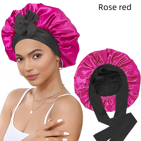 Double Satin Simulated Silk Bow Nightcap