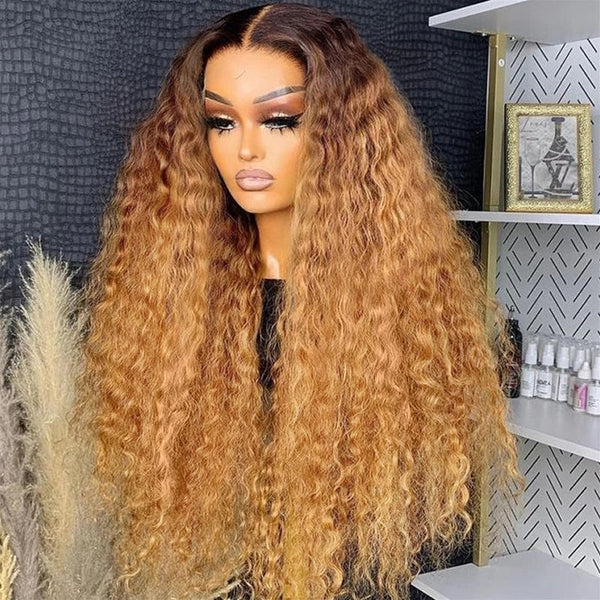 13X4/13X6 Lace Front Pre-plucked Hairline Ombre Honey Blonde 250% Density Wig - Water Wave