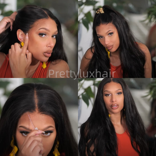 "Mini Knotless" FAKE SCALP 13X6 SUPER Pre-Plucked Custom Hairline Silky Straight Wig