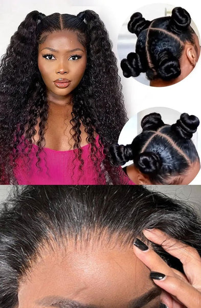 Upgraded Full Lace Wig (All Lace No Mesh) Super Pre-plucked Swiss/Transparent Lace Human Hair Wig with Invisible Strap Deep Wave