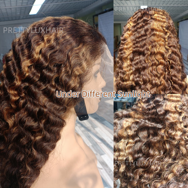 13x4/13x6 Transparent/Swiss Lace Front Highlight Color P2/30 Burmese Curly Wig