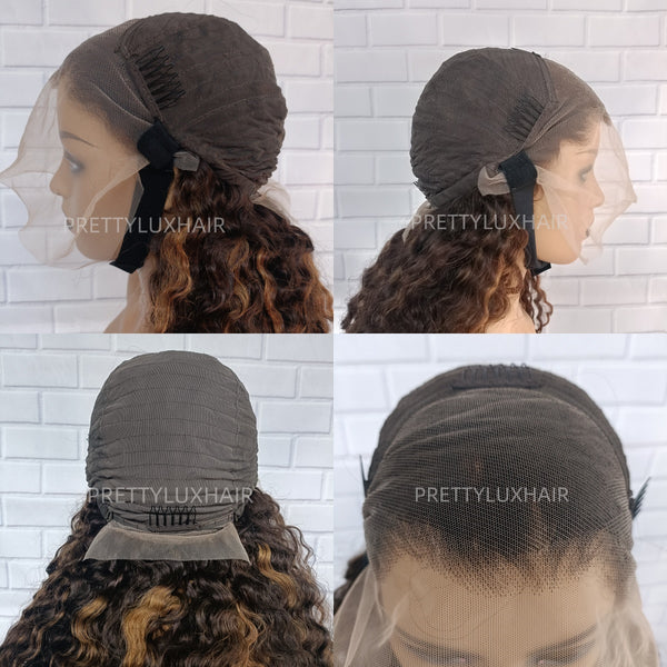 13x4/13x6 Transparent/Swiss Lace Front Highlight Color P2/30 Burmese Curly Wig