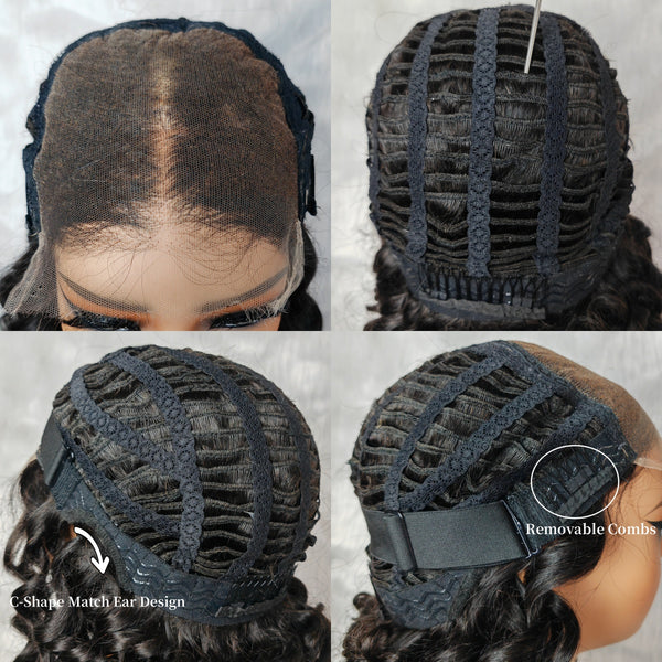 Glueless Air Cap "Mini Knotless" 5X5/13X6 HD Lace Front Wig Light Yaki Straight
