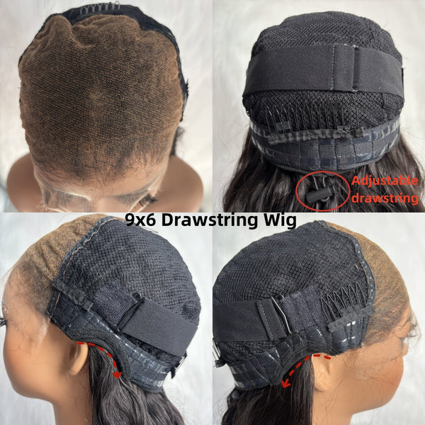 “Mini-Knotless” 9X6 Drawstring Swiss Lace Wig - Burmese Curls