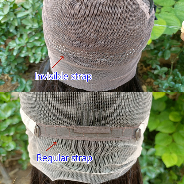 *New* Full Lace Swiss Lace Super Pre-Plucked Hairline Human Hair Brown Yaki Straight Wig With Invisible Strap