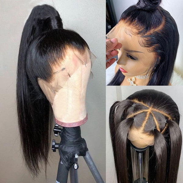 Upgraded Full Lace Wig (All Lace No Mesh) Super Pre-plucked Swiss/Transparent Lace Human Hair Wig with Invisible Strap Straight