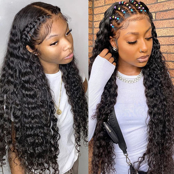 Water Wave Full Lace Fake Scalp Wigs