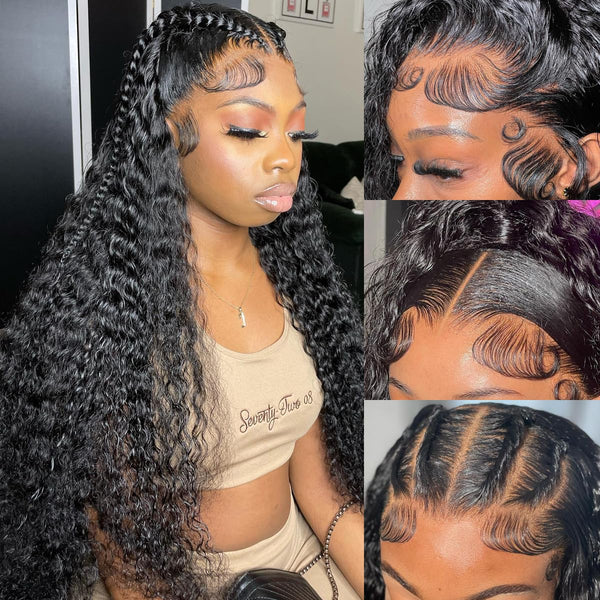 Upgraded Full Lace Wig (All Lace No Mesh) Super Pre-plucked Swiss/Transparent Lace Human Hair Wig with Invisible Strap Deep Wave