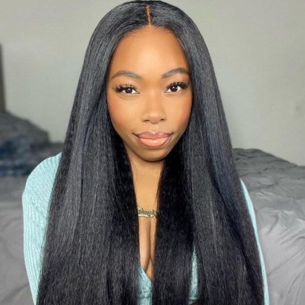 Glueless Air Cap "Mini Knotless" 5X5/13X6 HD Lace Front Wig Light Yaki Straight