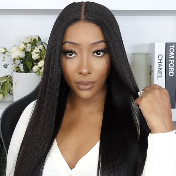 "Mini Knotless" 13x6 HD Lace Super Pre-Plucked Hairline High Density Wig - Light Yaki Straight