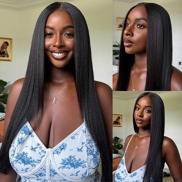 "Mini Knotless"13x6 Fitted Cap Glueless HD Lace Super Pre-Plucked Custom Hairline Ligh Yaki Straight Wig