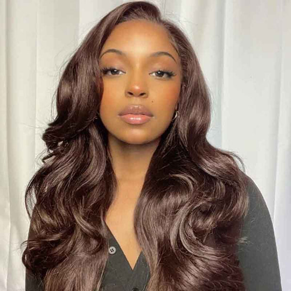 13x4/13x6 Transparent Lace Pre-plucked Brown Color Body Wave Human Hair Wig