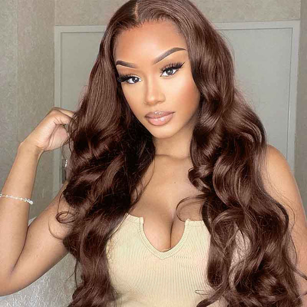 13x4/13x6 Transparent Lace Pre-plucked Brown Color Body Wave Human Hair Wig