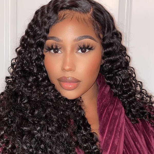 PRE-CUT EAR TAB 360 Lace “Mini-Knotless” Swiss Lace 250% Density With  Invisible Adjustable Strap - Burmese Curls