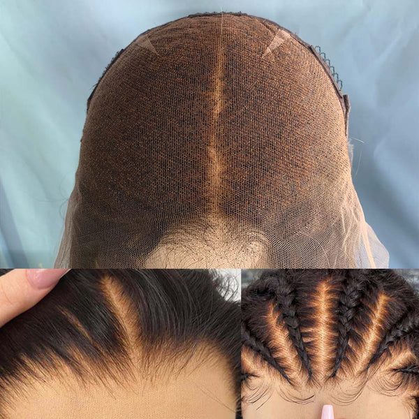 "Mini Knotless" 13x6 HD Lace Super Pre-Plucked Custom Hairline High Density Natural Wave With Bangs Wig