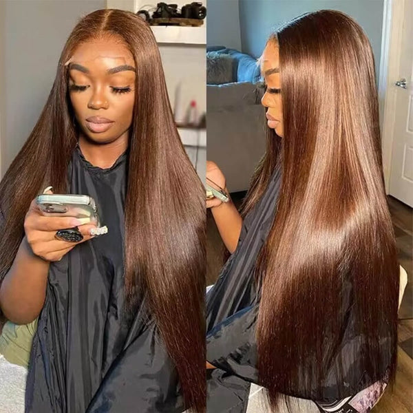 SUPER Pre-Plucked Custom Hairline 13X6 Swiss Lace Wig Brown Color