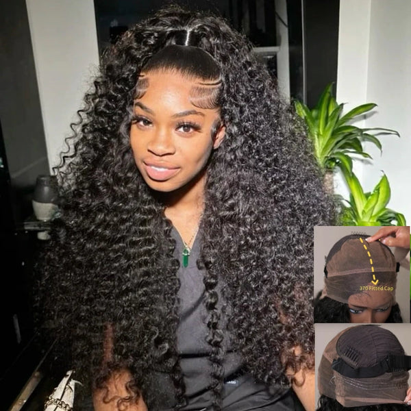 370 Fitted Cap Swiss Lace Burmese Curls With Invisible Adjustable Strap