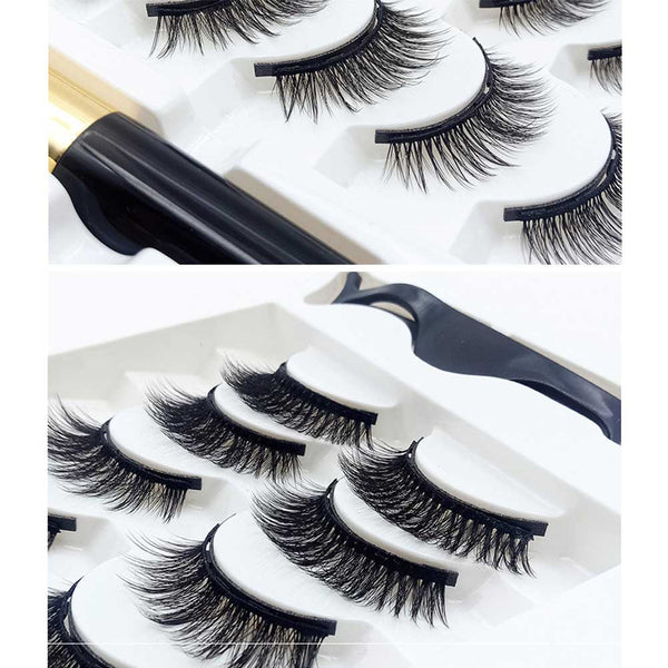 OHSHEELA 10 Pairs Magnetic Eyelashes and Eyeliner Set Glue-free Eyelash