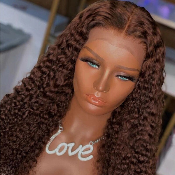SUPER Pre-Plucked  Chocolate Brown Curly Lace Wig