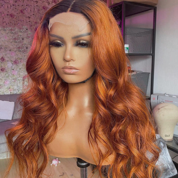 SUPER Pre-Plucked Hairline Swiss Lace Ombre GINGER Body Wave Lace Wig