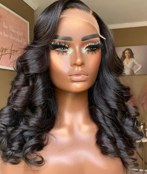 6X6 HD Lace Closure PRE-STYLED Barrel Curls Wave Pre-plucked Human Hair Wig