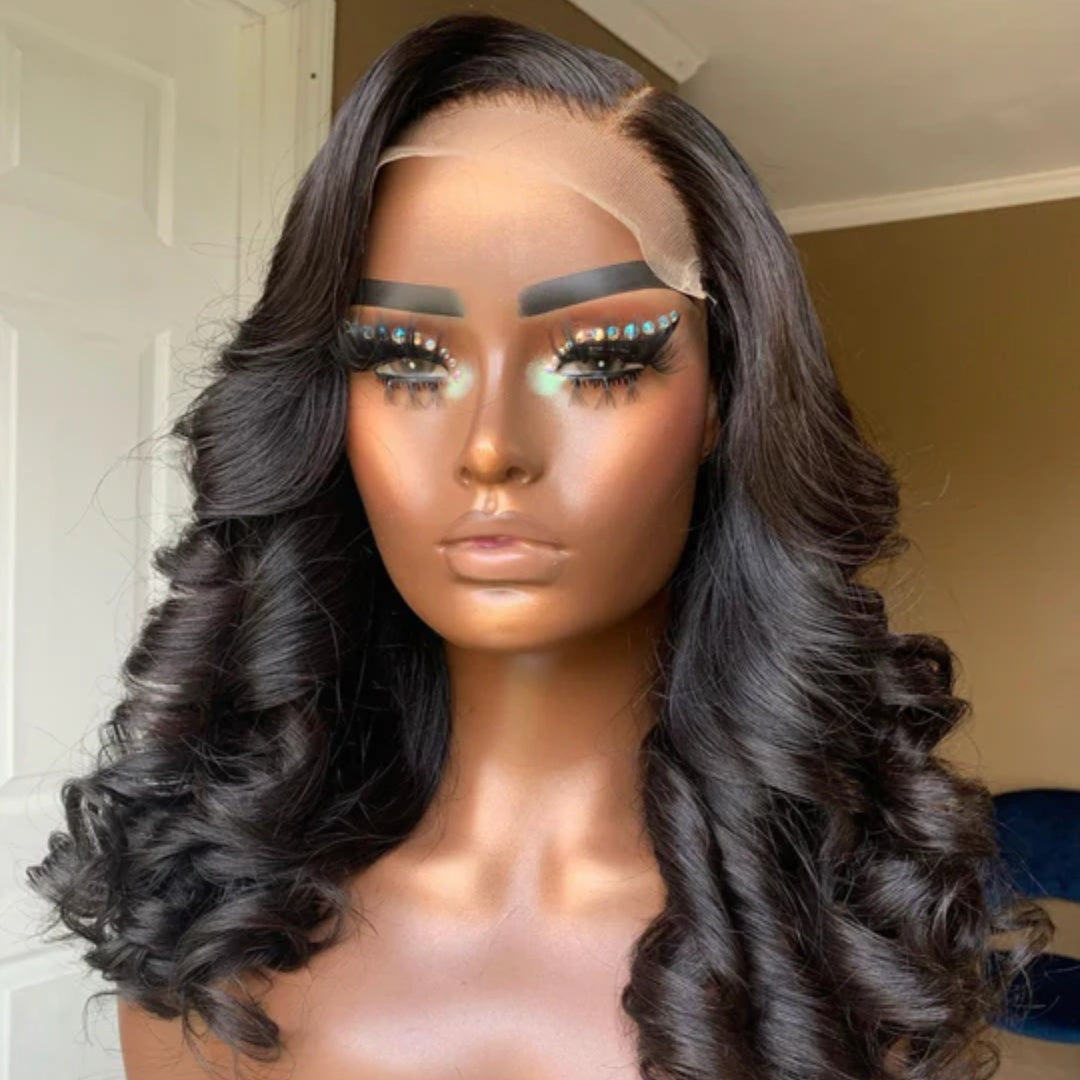 6X6 HD Lace Closure PRE-STYLED Barrel Curls Wave Pre-plucked Human Hair Wig