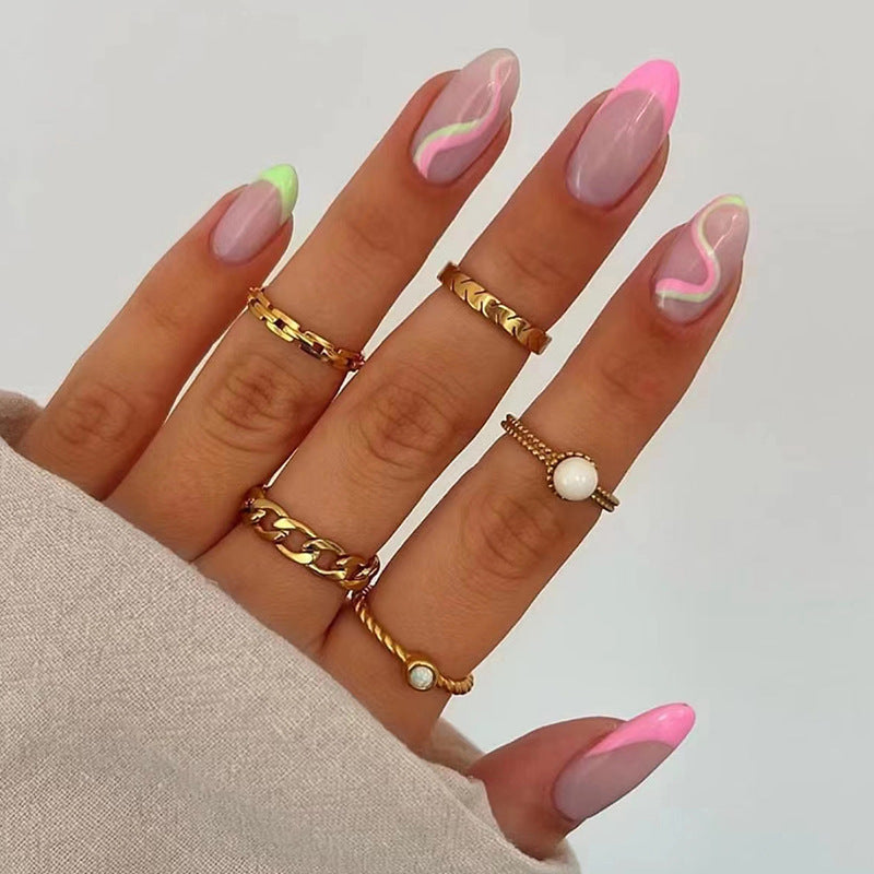 Round Ballet Pink French Edge Nails