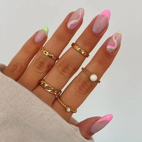 Round Ballet Pink French Edge Nails