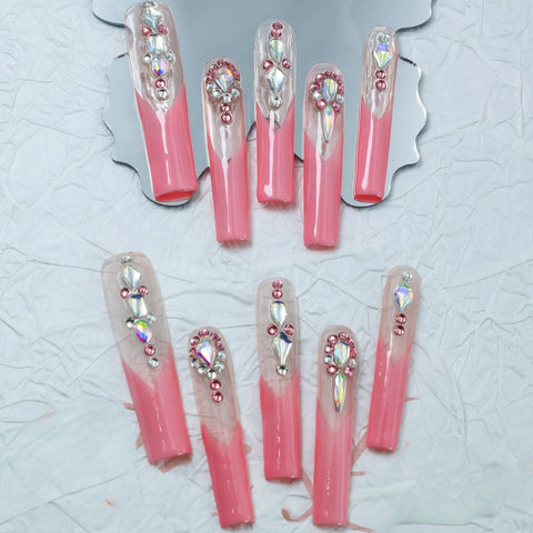 Sweet Cool Pink Extra Long Nail