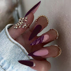 Purple Glitter Long Tip Nail