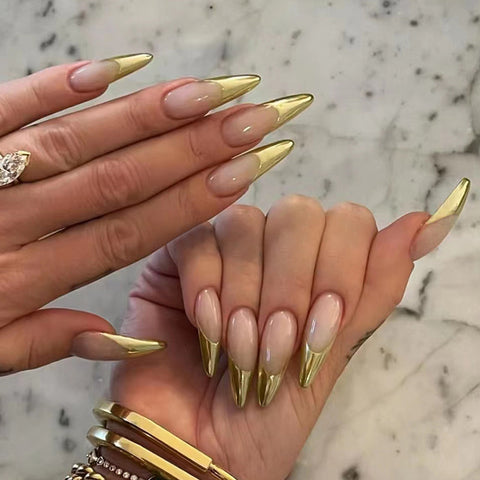 Simple Pearlized Gold French Nail