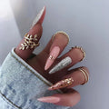 Long Tip Burst Glitter Leopard Nail