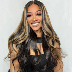 13x4/13x6 Strip Highlight Body Wave HD Swiss Lace Human Hair Lace Front Wig