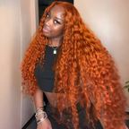 13x4/13x6 Transparent Lace Pre-plucked Ginger Orange Curly Human Hair Wig
