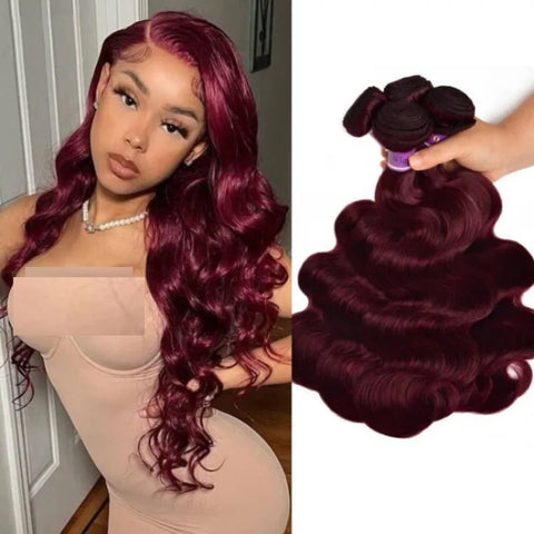Burgundy 99J Body Wave Human Hair Bundles