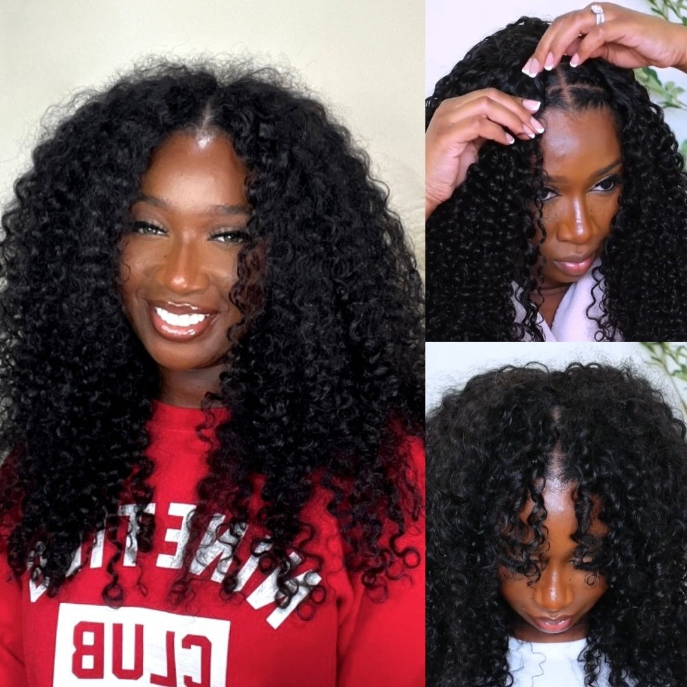 EasiContour V Part Glueless Jerry Curly Wig With New Drawstring