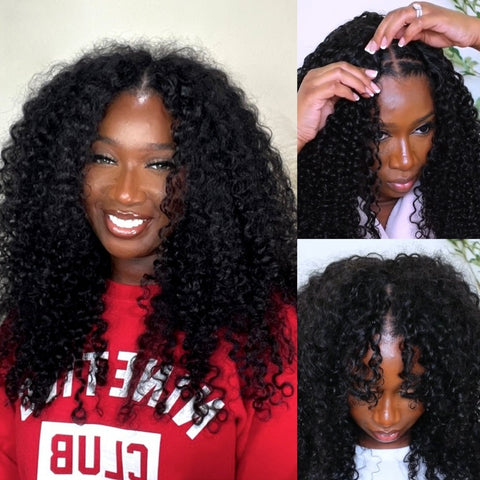 EasiContour V Part Glueless Jerry Curly Wig With New Drawstring