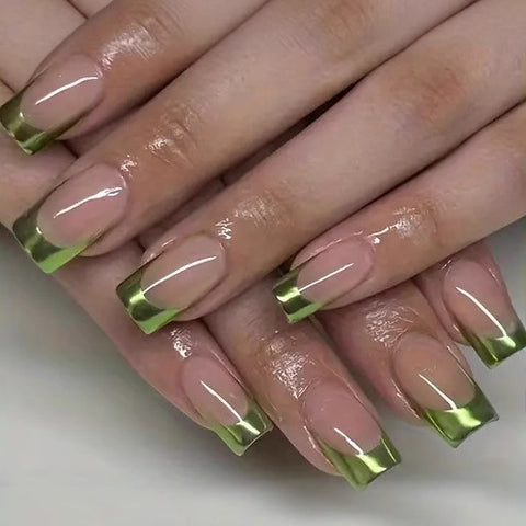 Simple French Green Nail