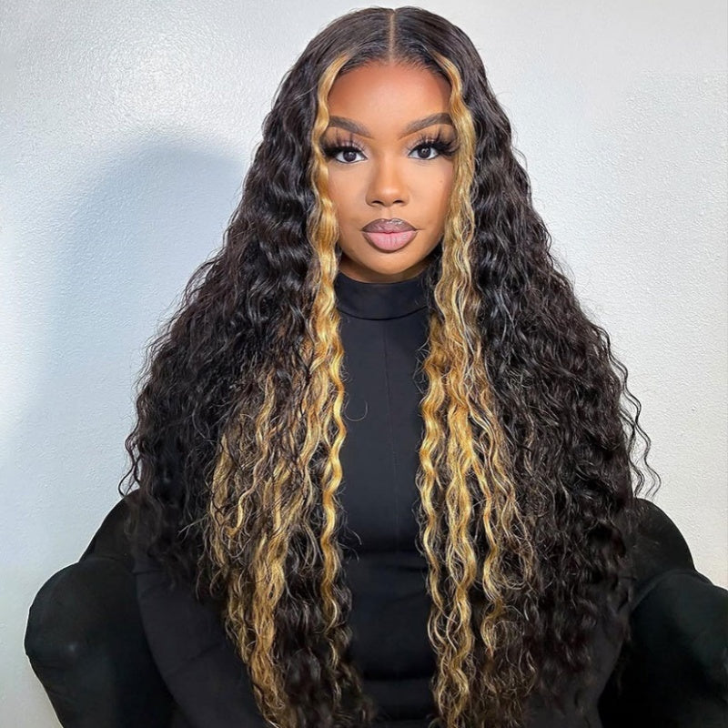 Glueless Air Cap "Mini Knotless" 5X5/13X6 HD Lace Front Wig #27 Highlight - Curly