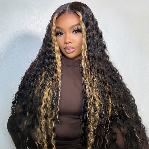 Glueless Air Cap "Mini Knotless" 5X5/13X6 HD Lace Front Wig #27 Highlight - Curly
