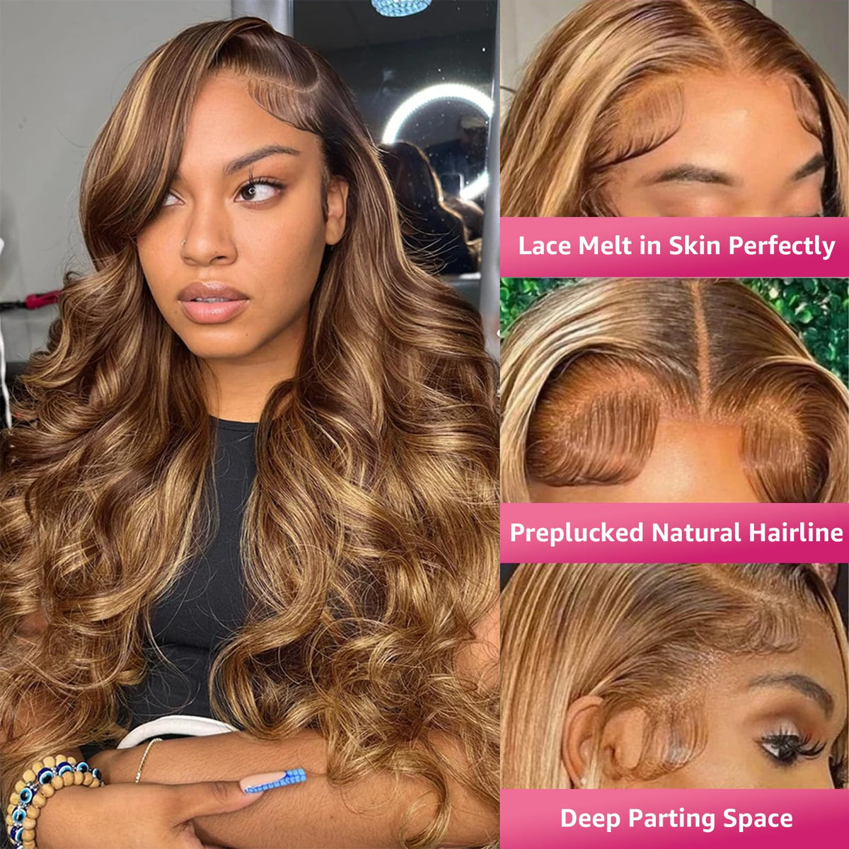 13X4/13X6 Lace Front Pre-plucked Hairline Highlight Blonde 250% Density Wig - Body Wave