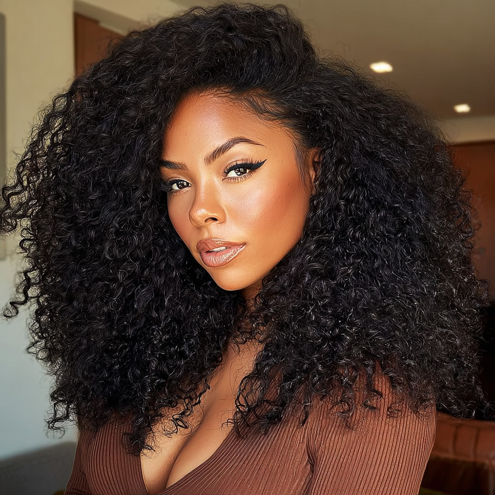 7X5 Drawstring  Pre-Cut Swiss Lace Closure Wig - Kinky Curly